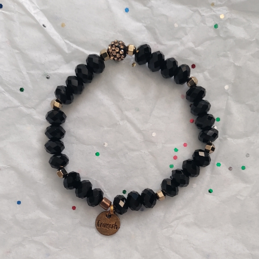 Black and Gold Beaded Bracelet
